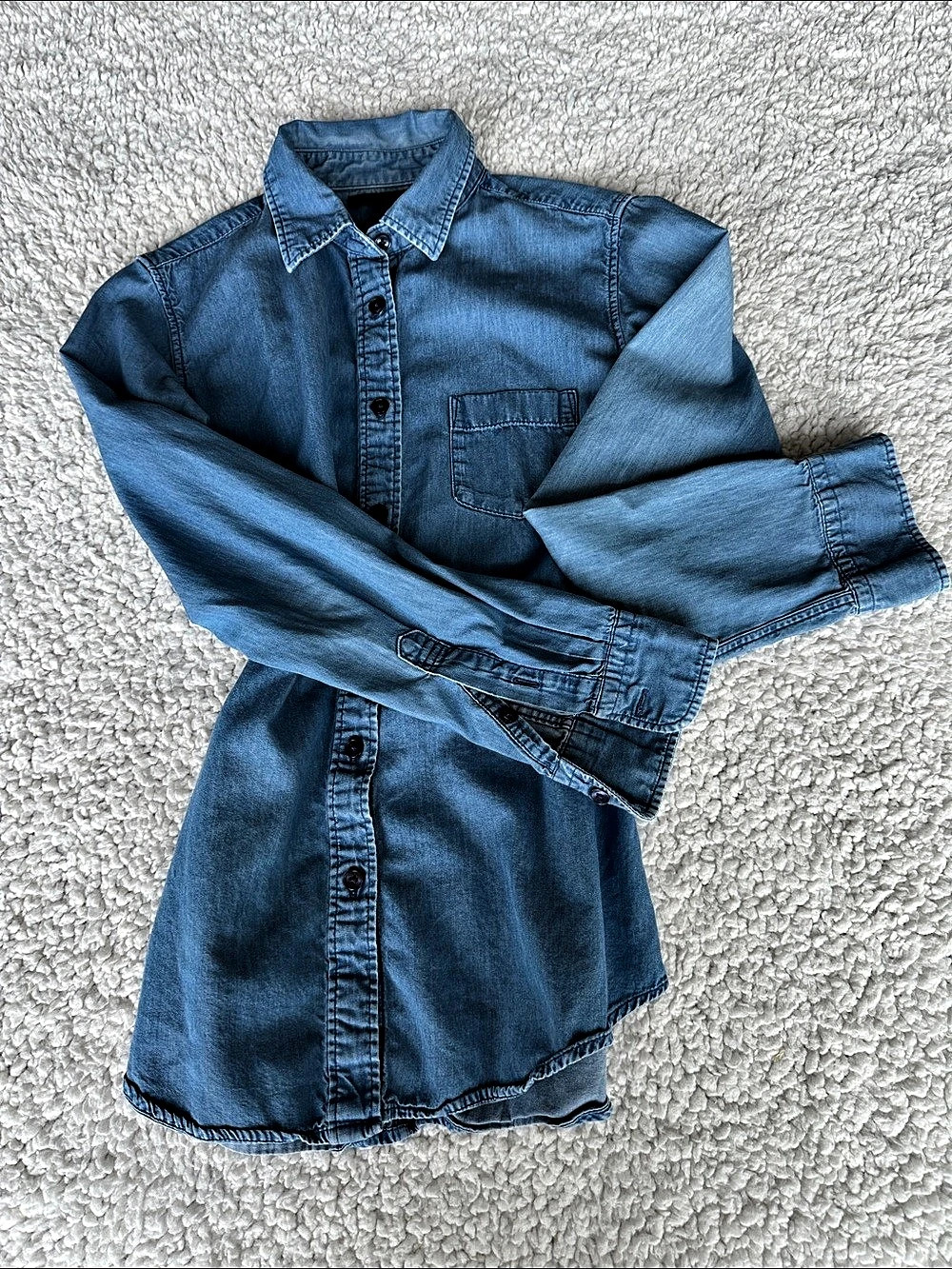 Uniqlo Denim Long-Sleeve Shirt Blue XS